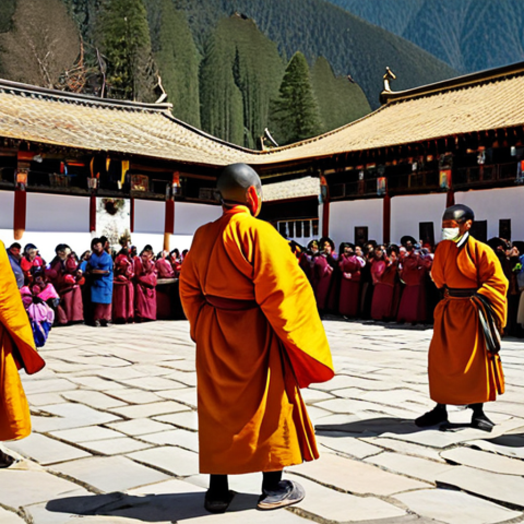 부탄 방문 전 준비물 - **Image Prompt 1: Bhutanese Tourist Scene - Spring Festival**
    "A vibrant photograph of a Tshechu...