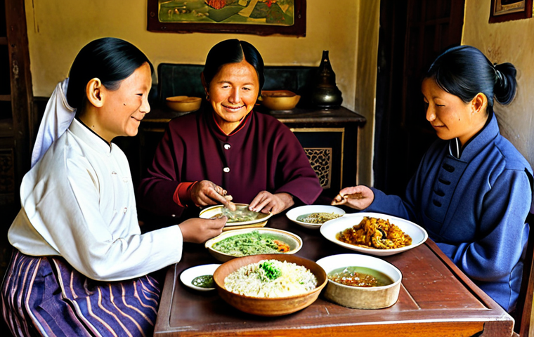 부탄 방문 전 준비물 - **Image Prompt 2: Himalayan Mountain Vista - Autumn Landscape**
    "A breathtaking landscape shot o...