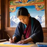 부탄 국립 예술 학교 - **Prompt:** "A young Bhutanese student, aged 16, dressed in a traditional 'gho' (male) or 'kira' (fe...