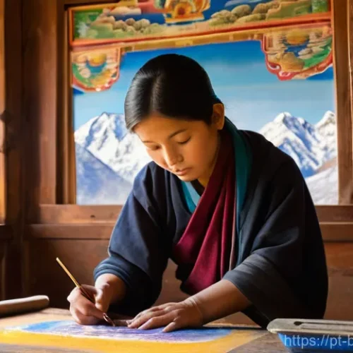 부탄 국립 예술 학교 - **Prompt:** "A young Bhutanese student, aged 16, dressed in a traditional 'gho' (male) or 'kira' (fe...