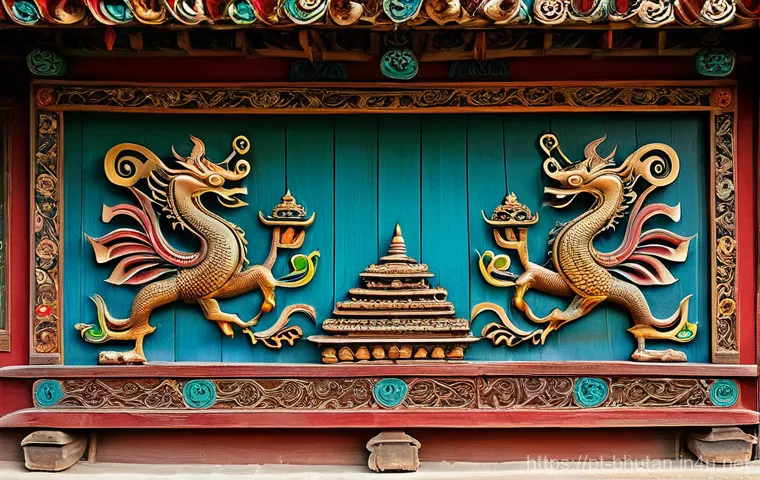 부탄의 사원 건축 양식 비교 - **A Serene Lhakhang on a Mountain Slope**
    "A tranquil Bhutanese Lhakhang (Buddhist temple) is ne...